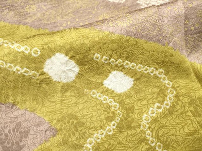 平和屋着物■訪問着 駒刺繍 絞り 流水地紙花文 金彩 正絹 逸品 DABC6862fe