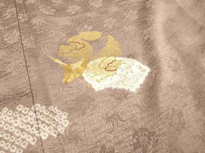 平和屋着物■訪問着 駒刺繍 絞り 流水地紙花文 金彩 正絹 逸品 DABC6862fe