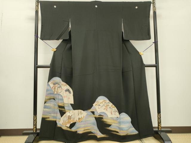 平和屋着物■豪華黒留袖　刺繍　松竹梅　暈し染　金彩　正絹　逸品　DABC6865fe