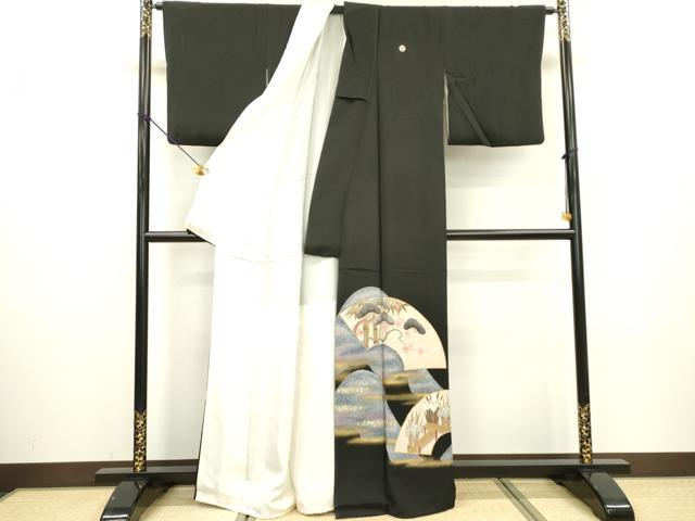平和屋着物■豪華黒留袖　刺繍　松竹梅　暈し染　金彩　正絹　逸品　DABC6865fe