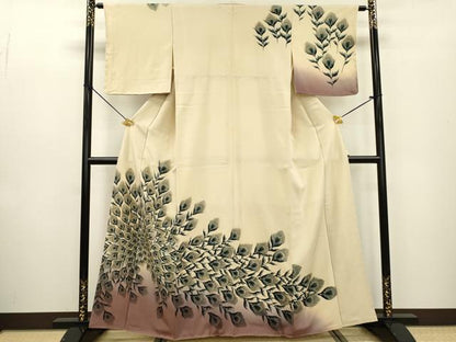 平和屋着物■訪問着 孔雀羽文 暈し染 金彩 正絹 逸品 DABC6884fe