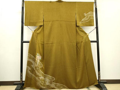 平和屋着物■訪問着 駒刺繍 絞り 藤花房花毬文 金彩 正絹 逸品 DABC6889fe