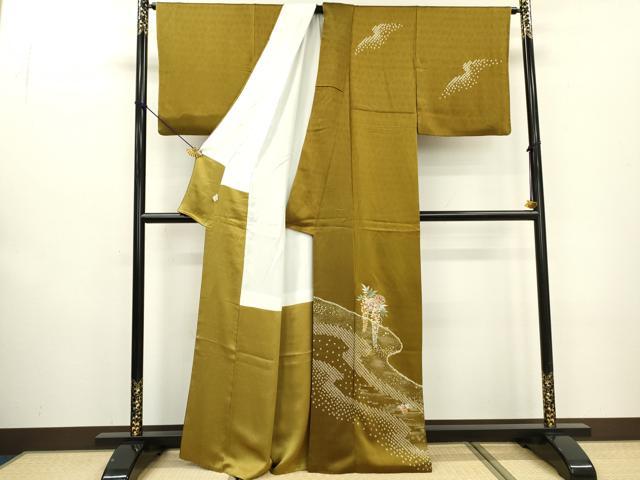平和屋着物■訪問着 駒刺繍 絞り 藤花房花毬文 金彩 正絹 逸品 DABC6889fe