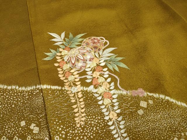 平和屋着物■訪問着 駒刺繍 絞り 藤花房花毬文 金彩 正絹 逸品 DABC6889fe