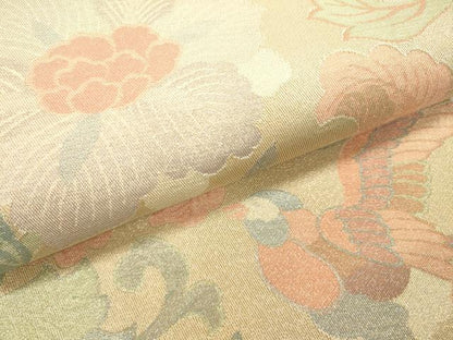 平和屋着物▼六通柄袋帯 花鳥唐草文 金糸 正絹 逸品 DABC6952fe