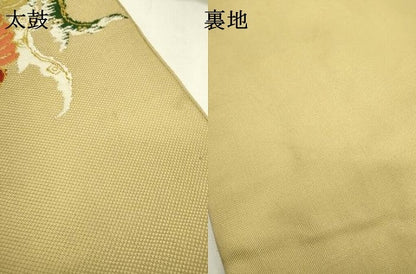 平和屋着物▼太鼓柄　本袋帯　唐織　鳳凰花文　金糸　正絹　逸品　DABC6957fe