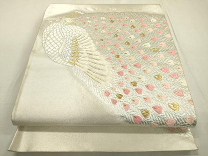 平和屋着物▼六通柄袋帯　唐織　孔雀文　金銀糸　正絹　逸品　DABC6958fe