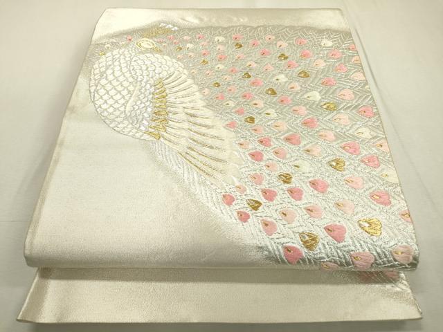平和屋着物▼六通柄袋帯　唐織　孔雀文　金銀糸　正絹　逸品　DABC6958fe