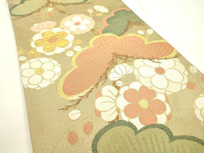 平和屋着物▼六通柄袋帯 花松文 金糸 正絹 逸品 DABC7000fe