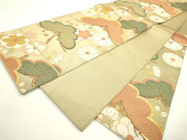 平和屋着物▼六通柄袋帯 花松文 金糸 正絹 逸品 DABC7000fe