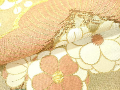 平和屋着物▼六通柄袋帯 花松文 金糸 正絹 逸品 DABC7000fe