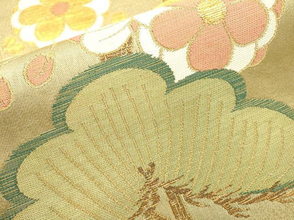 平和屋着物▼六通柄袋帯 花松文 金糸 正絹 逸品 DABC7000fe