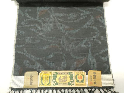 平和屋着物●結城紬　反物　着尺　花唐草文　証紙付き　逸品　未使用　DABC7029we