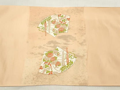 平和屋着物▼西陣　よこくに謹製　名古屋帯　帯反物　地紙草花文　金糸　引箔　証紙付き　逸品　未使用　DABC7124we