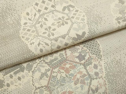 平和屋着物●本場大島紬　白大島　反物　着尺　120亀甲　花絵皿　逸品　未使用　DABC7135we