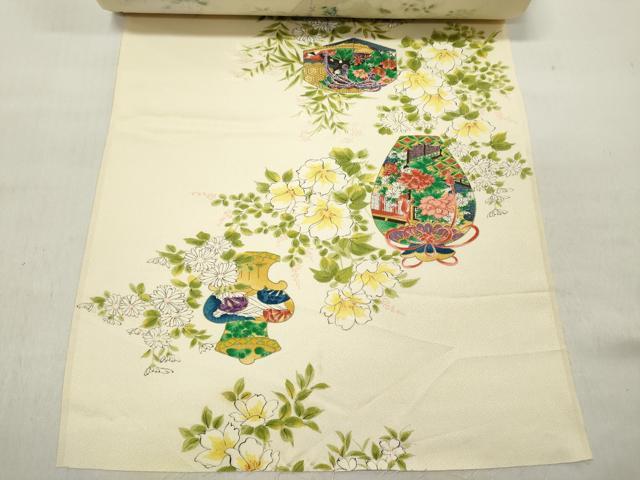 平和屋着物▼羽織・コート 反物 羽尺 仕覆花文 逸品 未使用 DABC7365we