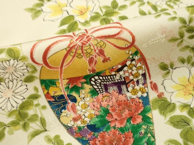 平和屋着物▼羽織・コート 反物 羽尺 仕覆花文 逸品 未使用 DABC7365we