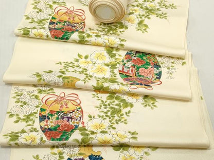 平和屋着物▼羽織・コート 反物 羽尺 仕覆花文 逸品 未使用 DABC7365we