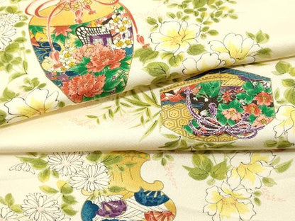 平和屋着物▼羽織・コート 反物 羽尺 仕覆花文 逸品 未使用 DABC7365we