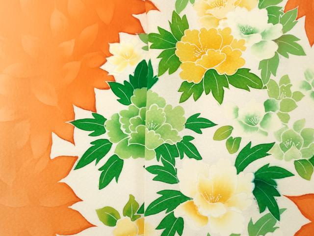 平和屋着物▼付下げ 反物 着尺 草花文 牡丹 暈し染め 逸品 未使用 DABC7450we
