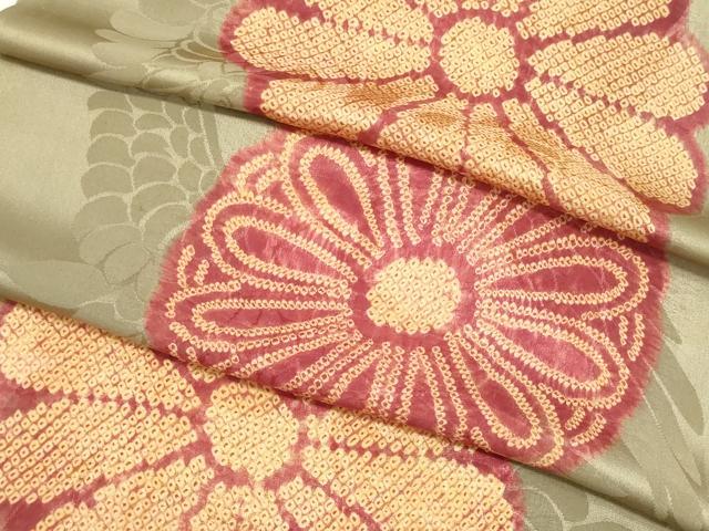 平和屋着物▼羽織・コート 解き反物 羽尺 絞り 舞花文 逸品 DABC7458we