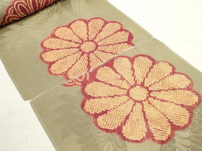平和屋着物▼羽織・コート 解き反物 羽尺 絞り 舞花文 逸品 DABC7458we