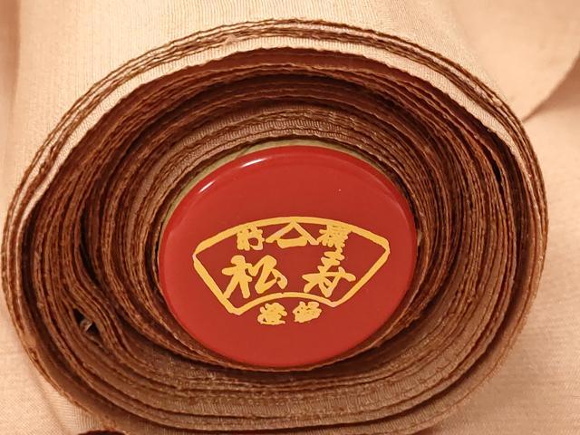 平和屋着物▼羽織・コート 反物 羽尺 紬地 草花文 遠州茶色 逸品 未使用 DABC7505we