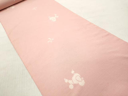 平和屋着物●紬　反物　着尺　プードル　犬　リボン　逸品　未使用　DABC7511we