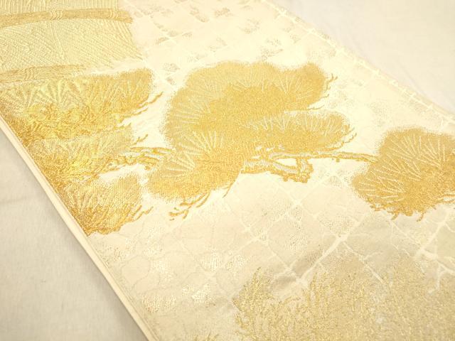 平和屋着物◎六通柄袋帯　老松　柴垣　金糸　正絹　逸品　DABC7524ya
