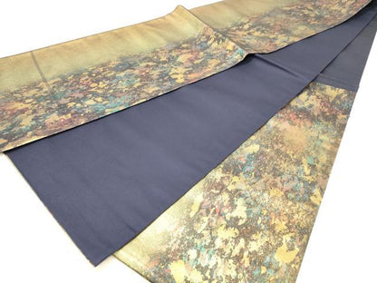 平和屋着物◎六通柄袋帯　霞文　引箔　正絹　逸品　DABC7525ya