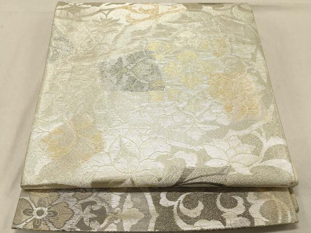 平和屋着物◎六通柄袋帯　花唐草文　金銀糸　正絹　逸品　DABC7532ya