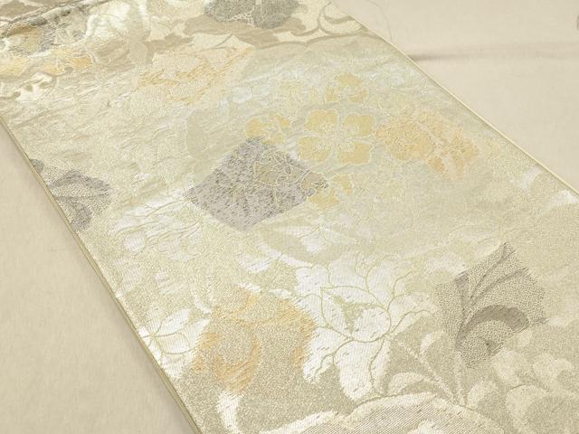 平和屋着物◎六通柄袋帯　花唐草文　金銀糸　正絹　逸品　DABC7532ya