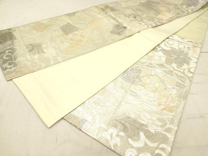 平和屋着物◎六通柄袋帯　花唐草文　金銀糸　正絹　逸品　DABC7532ya