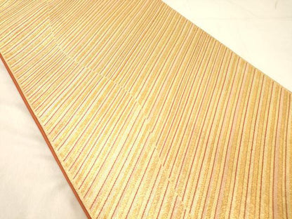 平和屋着物◎全通柄袋帯　斜縞　金糸　正絹　逸品　DABC7533ya