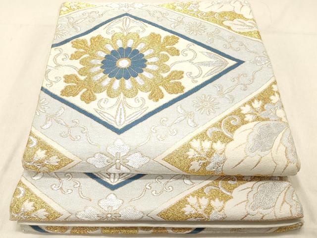 平和屋着物◎六通柄袋帯　唐織　花菱文　金銀糸　正絹　逸品　DABC7534ya