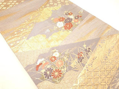 平和屋着物◎六通柄袋帯　唐織　吉祥花文　金糸　正絹　逸品　DABC7540ya