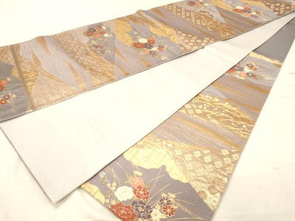 平和屋着物◎六通柄袋帯　唐織　吉祥花文　金糸　正絹　逸品　DABC7540ya