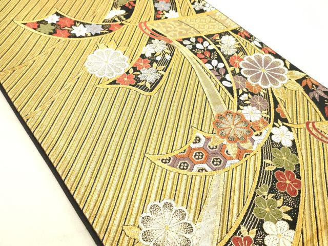 平和屋着物◎六通柄袋帯　唐織　束ね熨斗花文　金銀糸　正絹　逸品　DABC7551ya