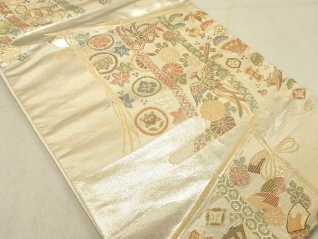 平和屋着物◎六通柄袋帯　鳳凰花文　金糸　正絹　逸品　DABC7556ya