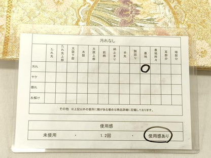 平和屋着物◎六通柄袋帯　唐織　絵皿花文　金銀糸　正絹　逸品　DABC7561ya