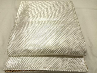 平和屋着物◎両面　全通柄袋帯　斜縞　金銀糸　正絹　逸品　DABC7563ya