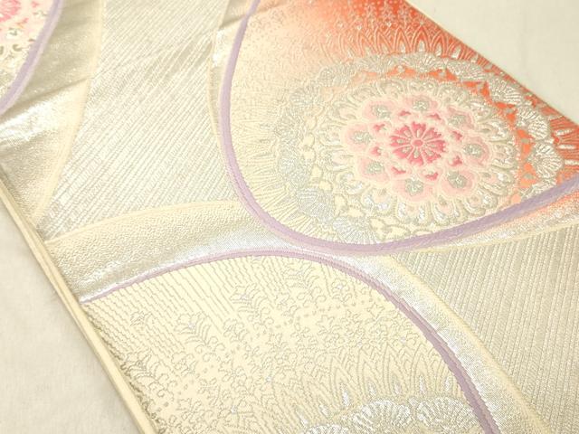 平和屋着物◎六通柄袋帯　唐織　正倉院花文　銀糸　正絹　逸品　DABC7585ya