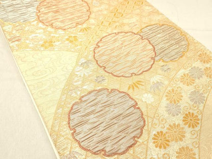 平和屋着物◎六通柄袋帯　雪輪花文　金銀糸　正絹　逸品　DABC7592ya