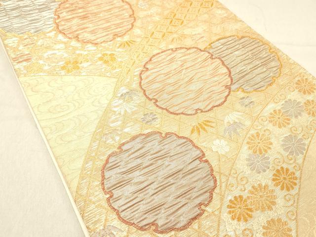 平和屋着物◎六通柄袋帯　雪輪花文　金銀糸　正絹　逸品　DABC7592ya