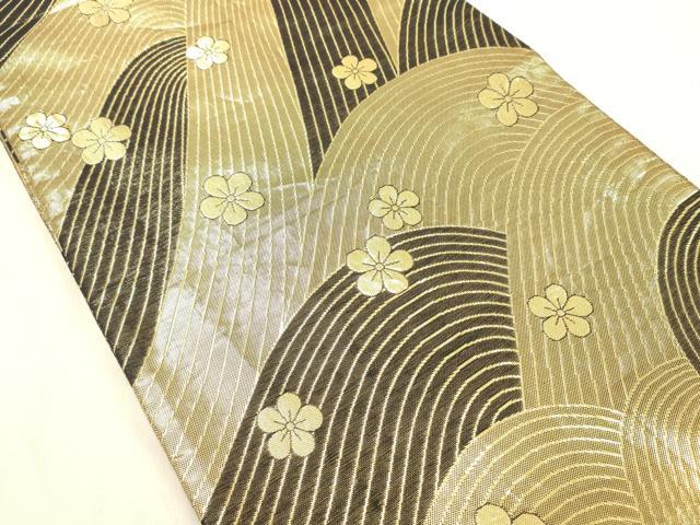 平和屋着物◎両面　六通柄袋帯　舞花文　金糸　正絹　逸品　DABC7594ya