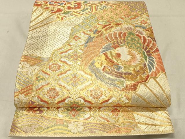 平和屋着物◎六通柄袋帯　鳳凰花文　金糸　正絹　逸品　DABC7601ya