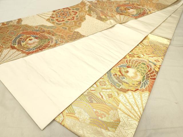 平和屋着物◎六通柄袋帯　鳳凰花文　金糸　正絹　逸品　DABC7601ya