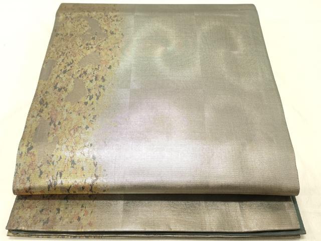 平和屋着物◎六通柄袋帯　霞文　引箔　正絹　逸品　DABC7602ya