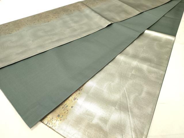 平和屋着物◎六通柄袋帯　霞文　引箔　正絹　逸品　DABC7602ya