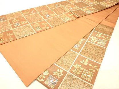 平和屋着物◎六通柄袋帯　唐織　鳳凰花文　金糸　正絹　逸品　DABC7603ya